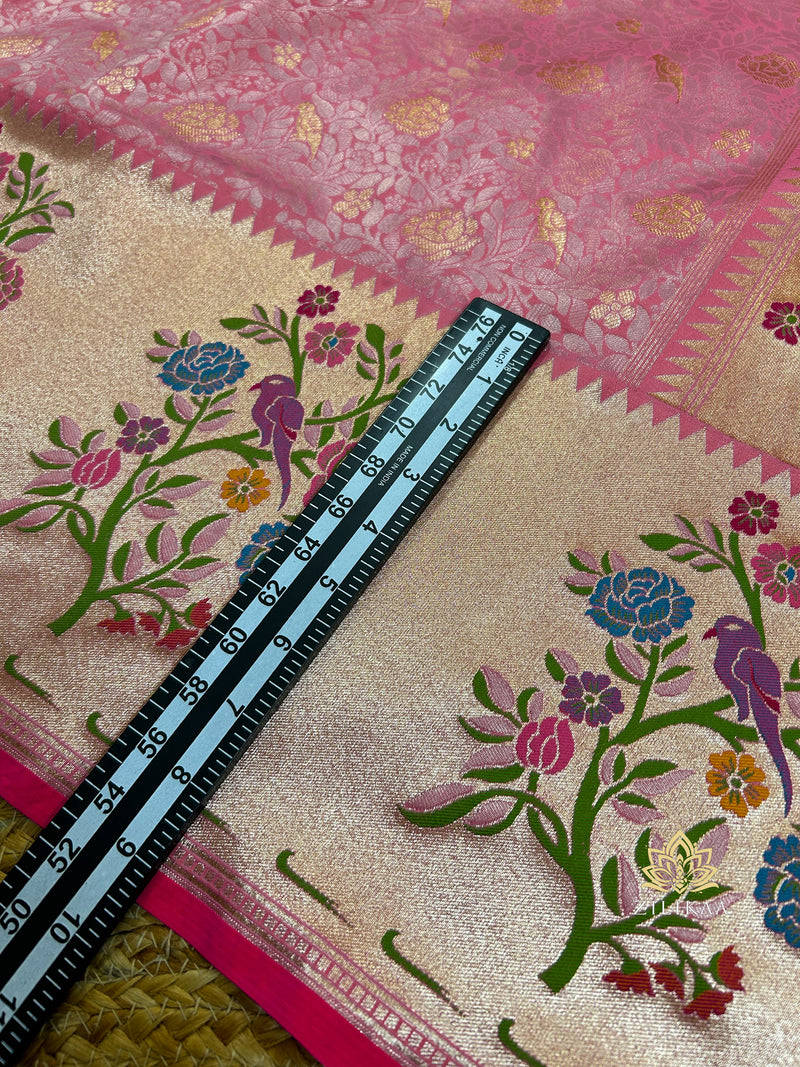 Hot Pink Meenakari Banarasi Katan Silk Saree