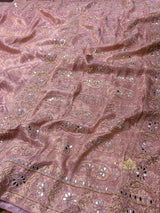 Pastel Pink Special Zardozi Gota Handwork Banarasi Silk Saree