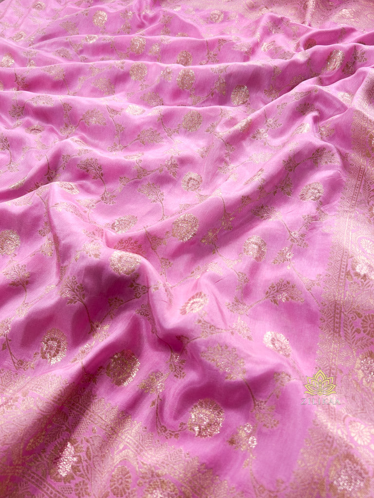 Baby Pink Banarasi Uppada Silk Saree