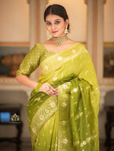 Hand-Dyed Double Shade Banarasi Uppada Silk saree