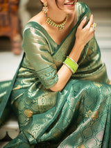 Bottle Green Kanchipuram Silk Saree