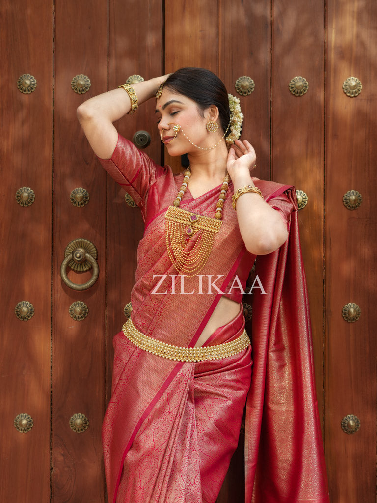 Maroon Red Kanjeevaram Silk Saree