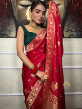 Scarlet Red Banarasi Uppada Silk Saree