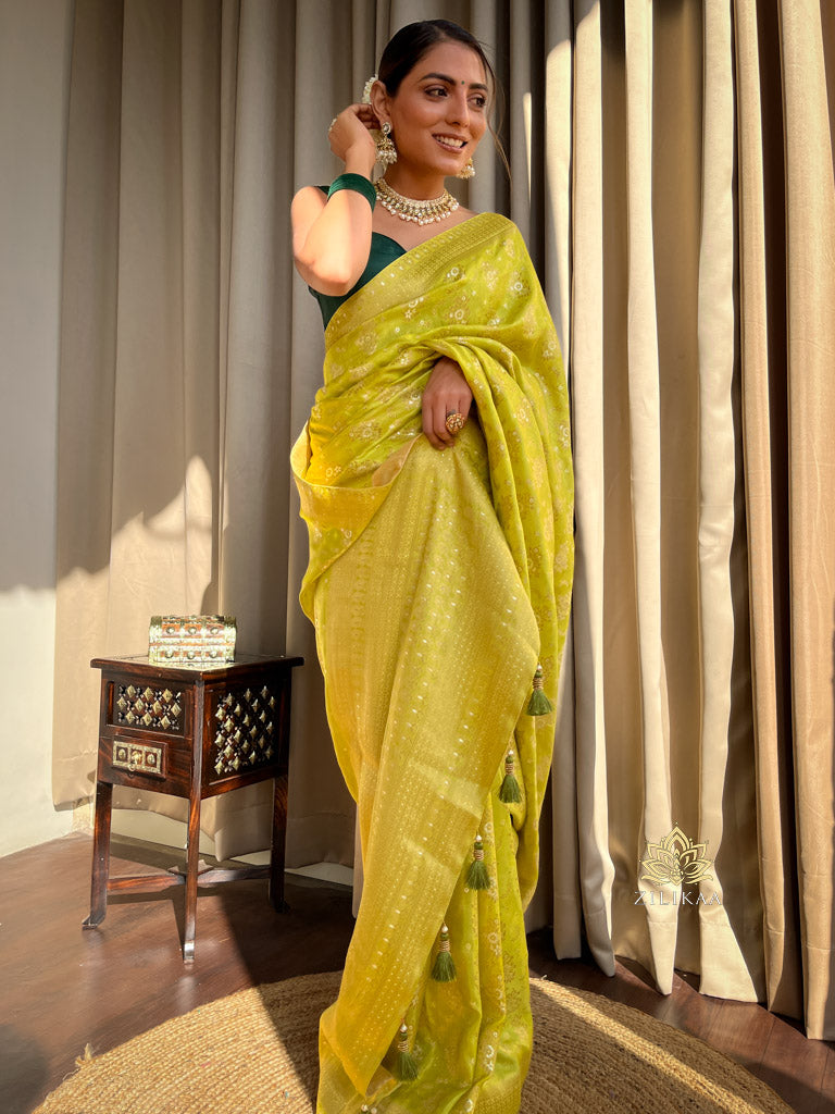 Baby Mehendi Banarasi Uppada Silk Saree