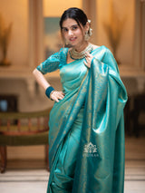 Tiffany Blue Kanjeevaram Silk Saree