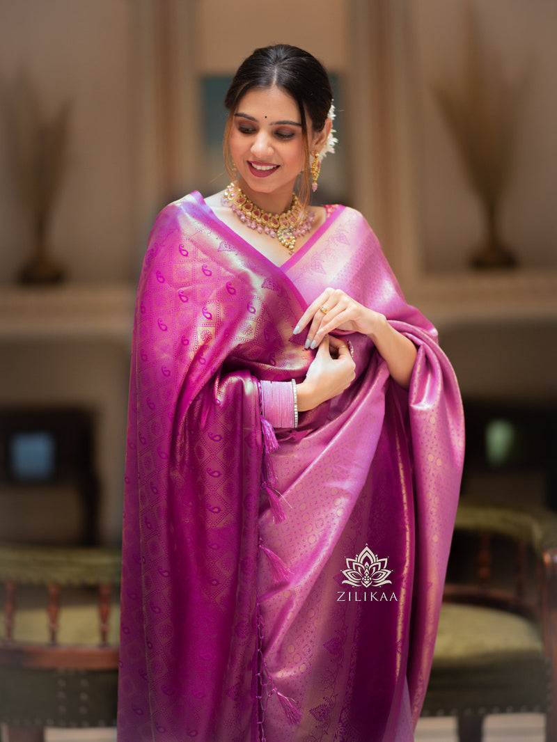 Fuchsia Purple Kanjeevaram Silk Saree