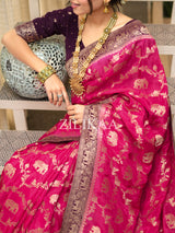 Queen Pink Munga Silk Saree