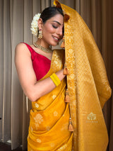 Mustard Yellow Banarasi Uppada Silk Saree