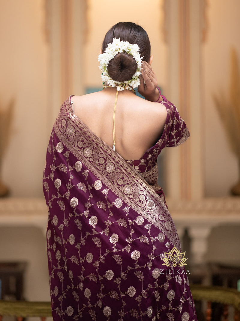 Plum Wine Banarasi Uppada Silk Saree