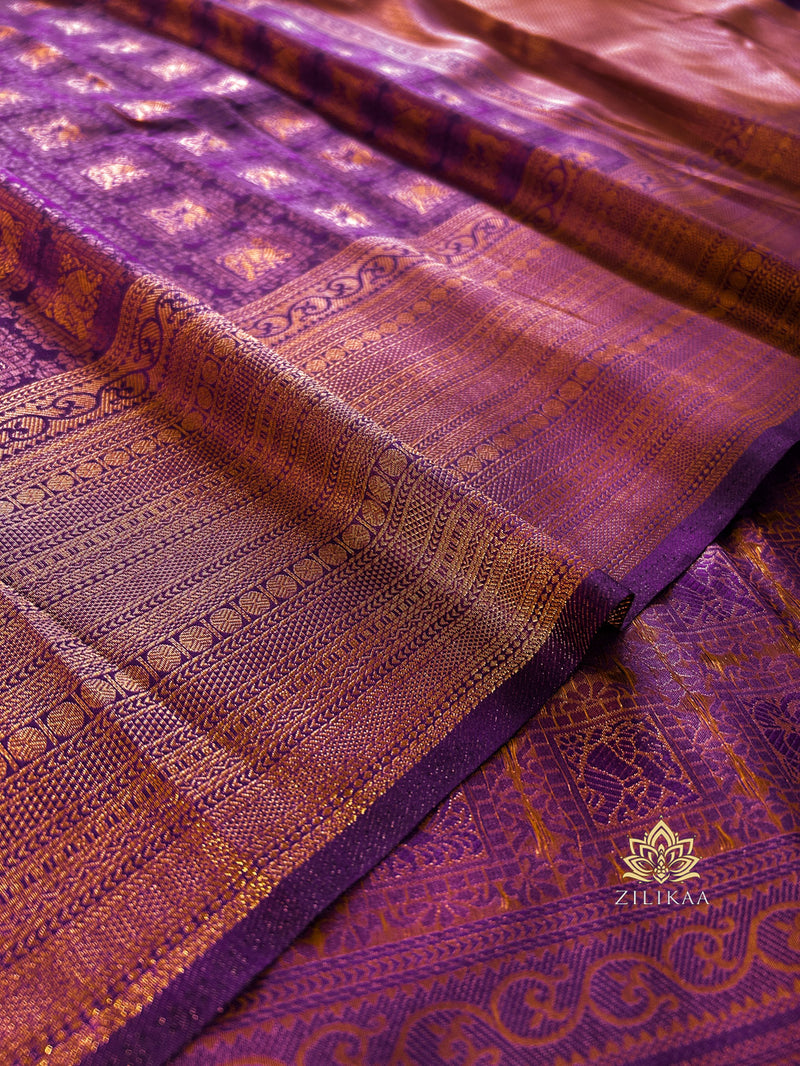 Eggplant Purple Kanjeevaram Silk Saree