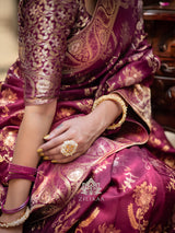 Plum Wine Banarasi Uppada Silk Saree