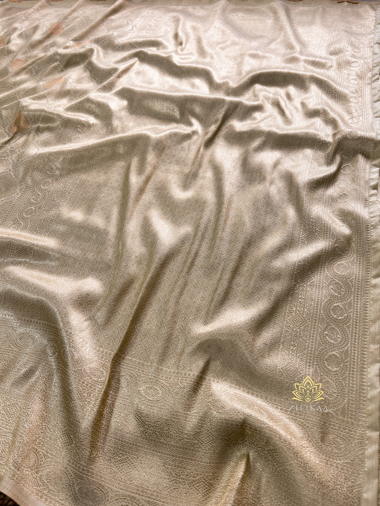 Ivory White Kanchipuram Silk Saree