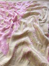 Baby Pink Banarasi Khaddi Weaved Georgette Saree