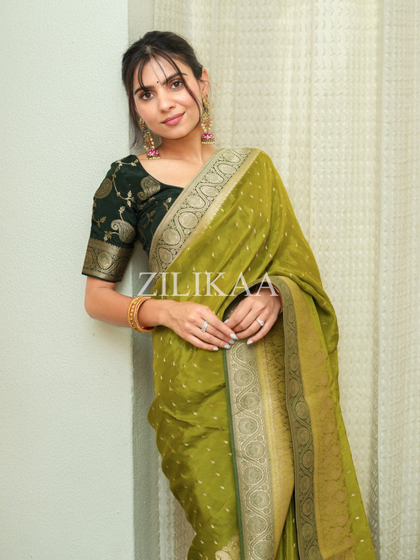 Baby Mehendi Munga Silk Saree