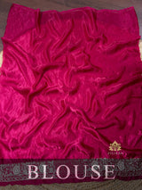 Maharani Pink Aari Zardozi Hand Embroidery Satin Silk Saree