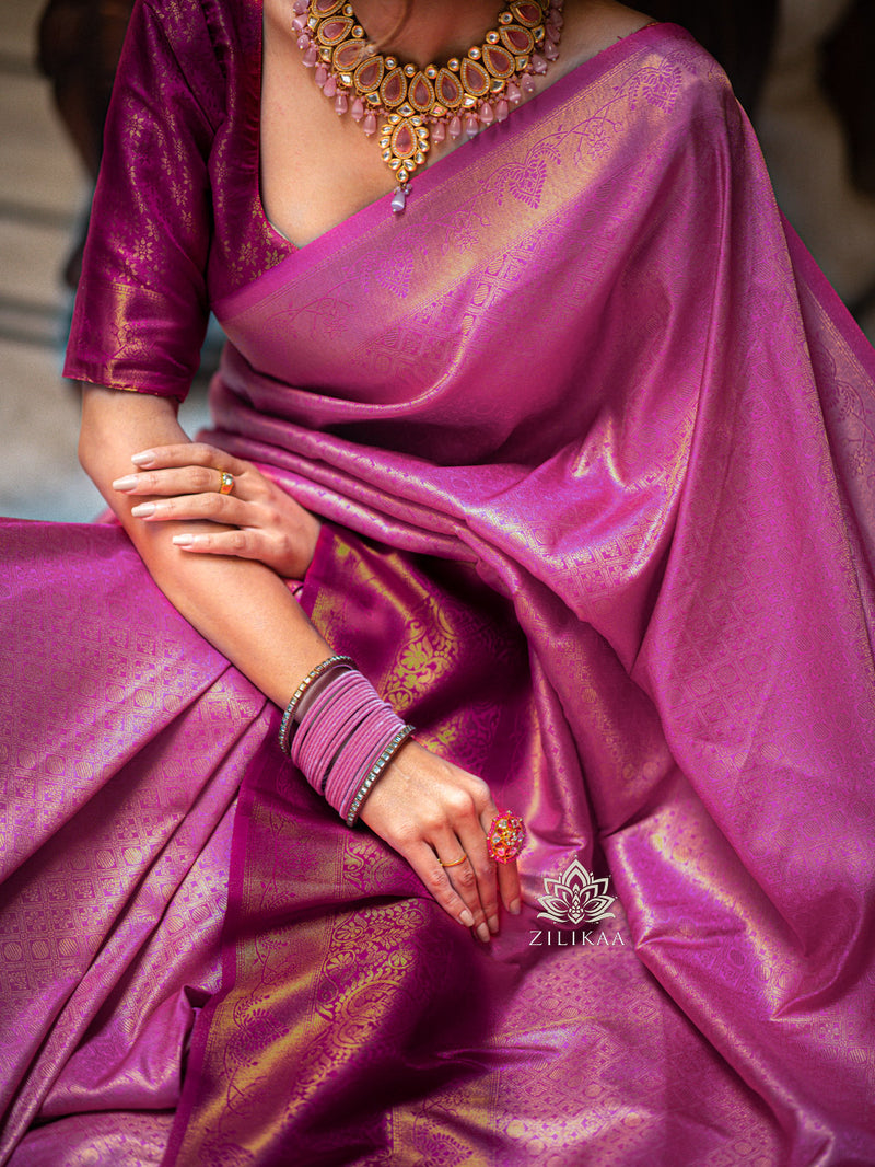 Fuchsia Purple Kanjeevaram Silk Saree