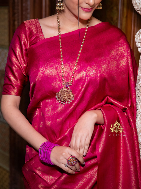 Queen Pink Kanjeevaram Silk Saree