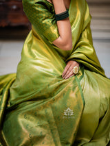 Parrot Green Kanjeevaram Silk Saree