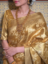 Vintage Gold Kanchipuram Tissue Silk Saree