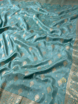 French Green Banarasi Uppada Silk Saree