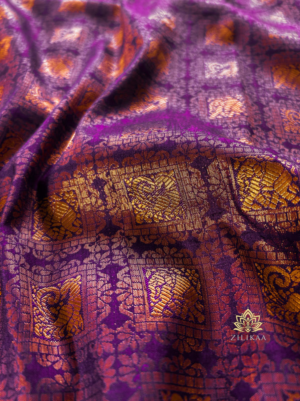 Eggplant Purple Kanjeevaram Silk Saree
