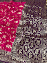 Queen Pink Munga Silk Saree