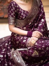 Plum Wine Banarasi Uppada Silk Saree