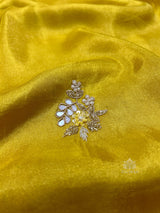 Mustard Golden Soft Tissue Silk Saree with Zardozi Handwork
