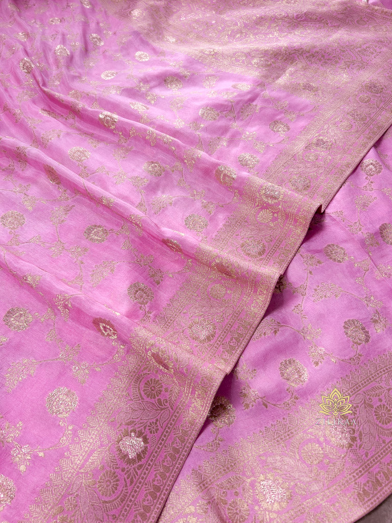 Baby Pink Banarasi Uppada Silk Saree
