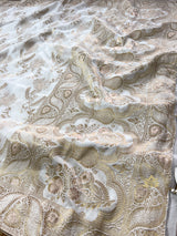 Pearl White Banarasi Uppada Silk Saree