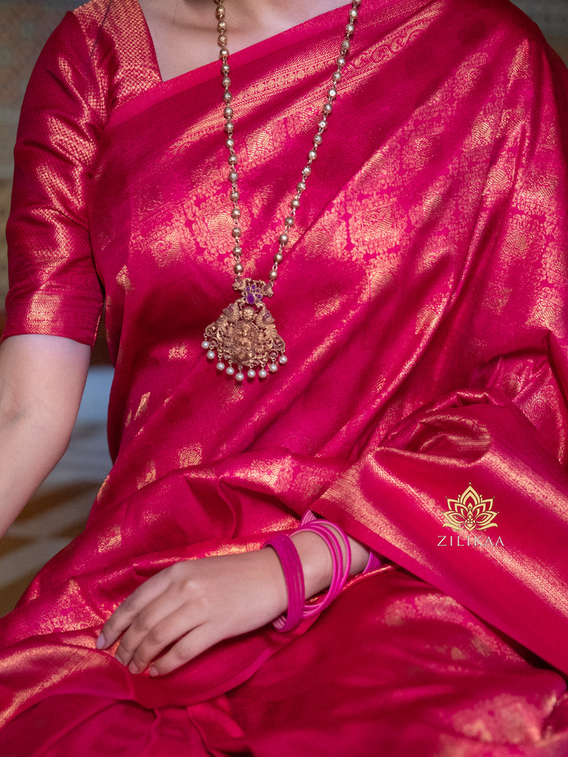 Queen Pink Kanjeevaram Silk Saree