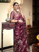 Plum Wine Banarasi Uppada Silk Saree