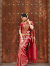 Maroon Red Kanjeevaram Silk Saree