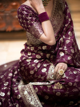 Plum Wine Banarasi Uppada Silk Saree