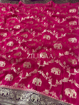 Queen Pink Munga Silk Saree