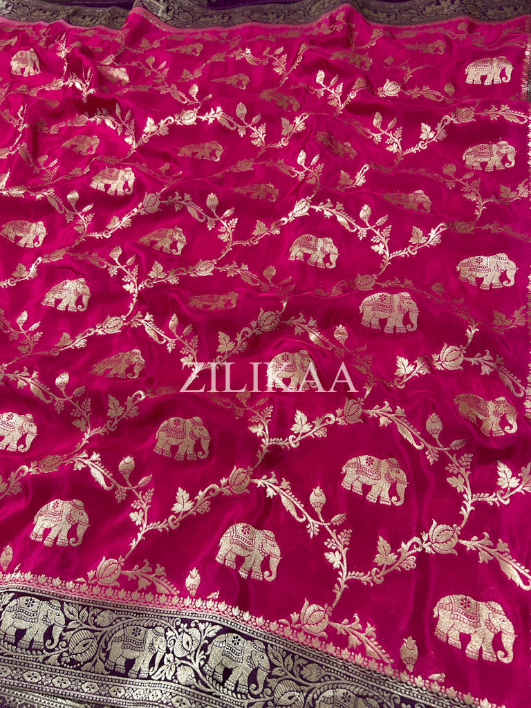 Queen Pink Munga Silk Saree