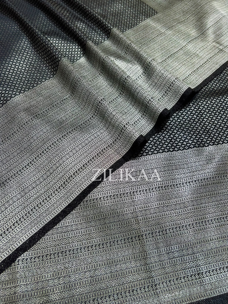 Midnight Black Kanjeevaram SIlk Saree