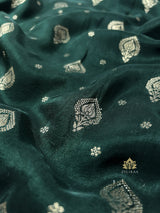 Bottle Green Banarasi Uppada Silk Saree