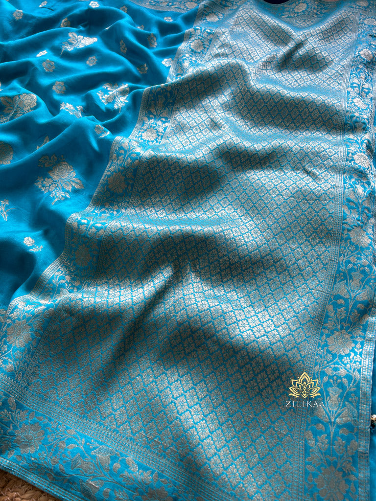 Firozi Blue Banarasi Uppada Silk Saree
