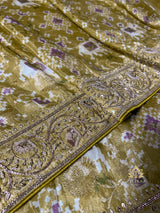 Olive Green Zardozi Handwork Patola Designer Munga silk saree