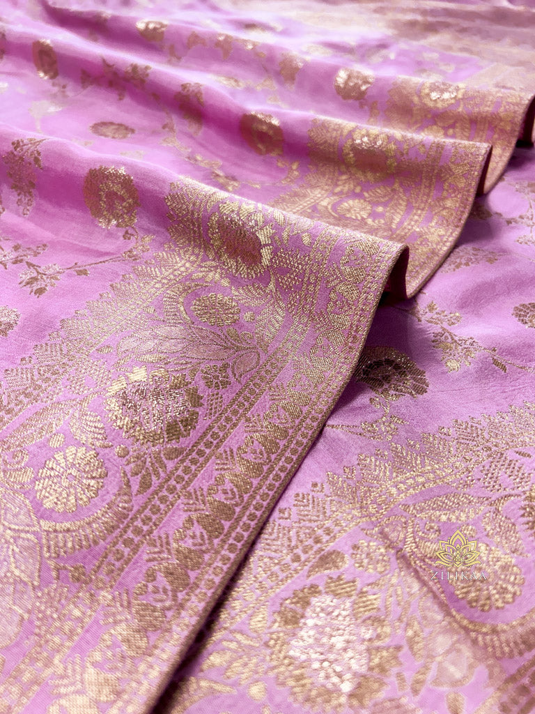 Baby Pink Banarasi Uppada Silk Saree