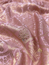 Pastel Pink Special Zardozi Gota Handwork Banarasi Silk Saree
