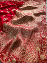 Scarlet Red Banarasi Uppada Silk Saree