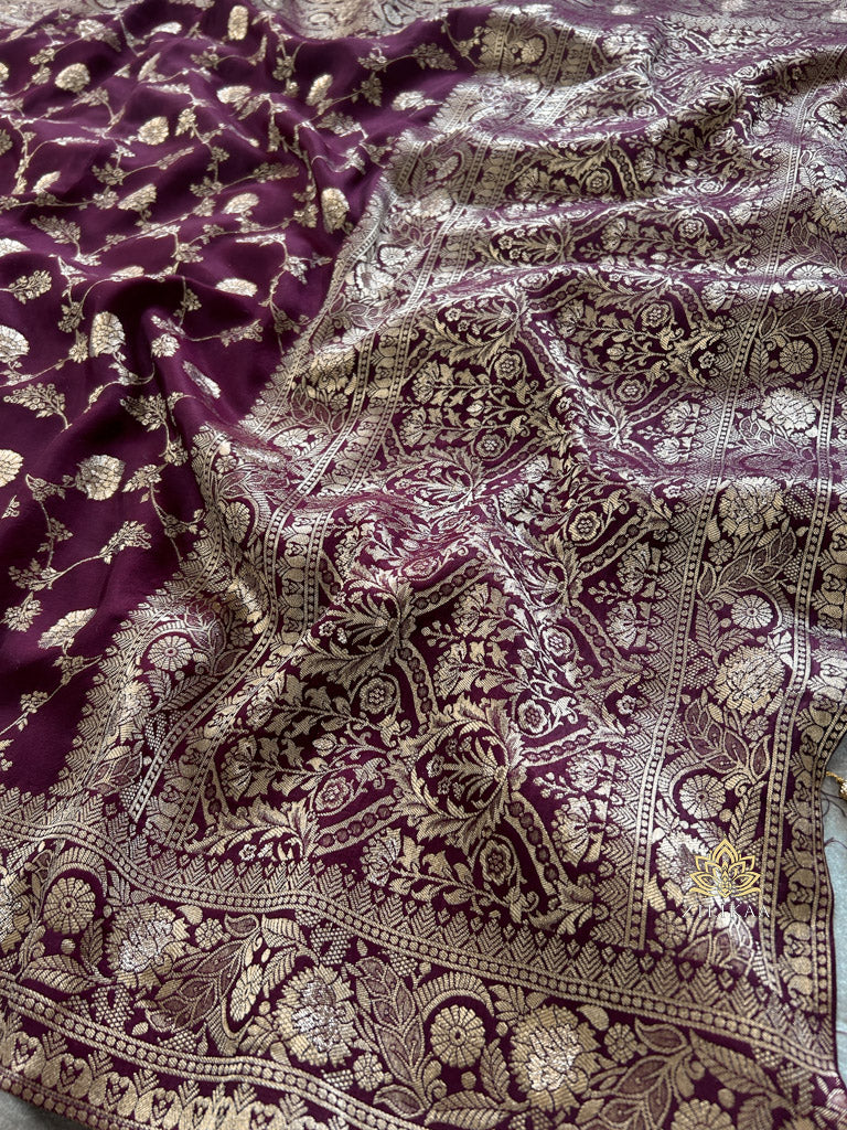 Plum Wine Banarasi Uppada Silk Saree