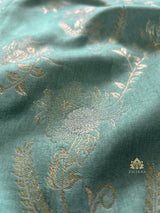 Turquoise Green Banarasi Uppada Silk Saree