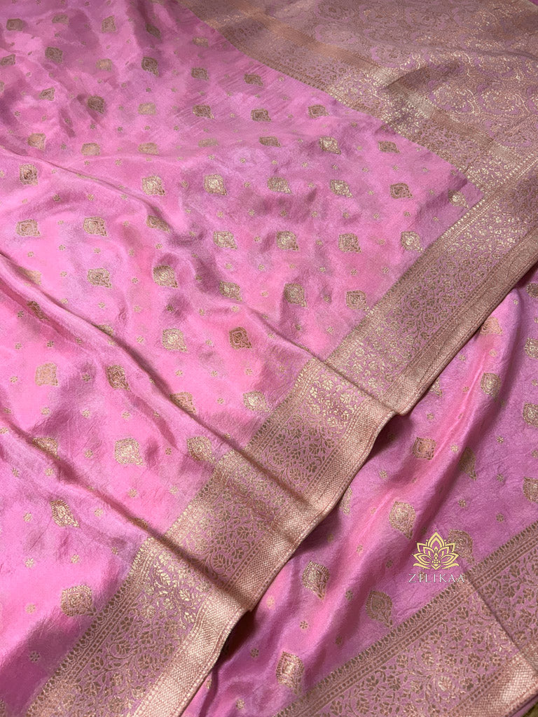 Baby Pink Banarasi Uppada Silk Saree
