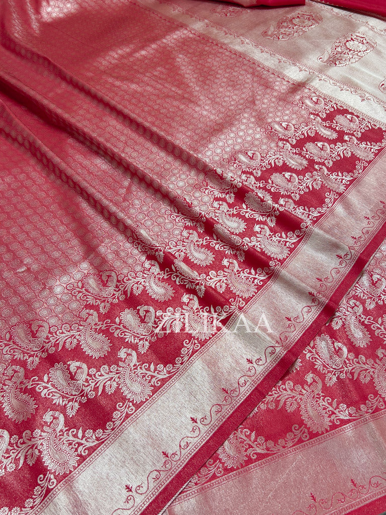 Scarlet Red Kanchipuram Silk Saree