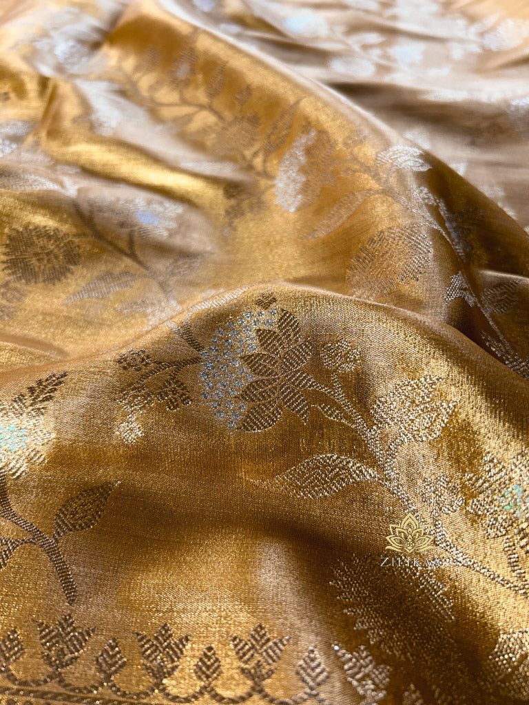 Vintage Gold Kanchipuram Tissue Silk Saree