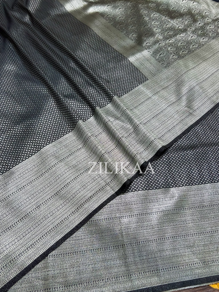 Midnight Black Kanjeevaram SIlk Saree