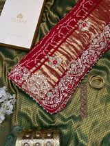 Calcutta Red Gotapatti Handwork Gajji Silk Ghatchola Bandhani Saree